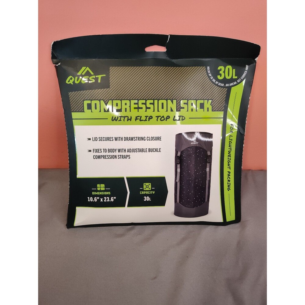 Quest Compression Pack Flip Top Lid 30L Black Gray - Picture 2 of 3